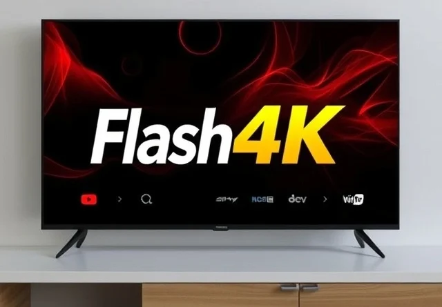 Flash 4K IPTV review displayed on a television