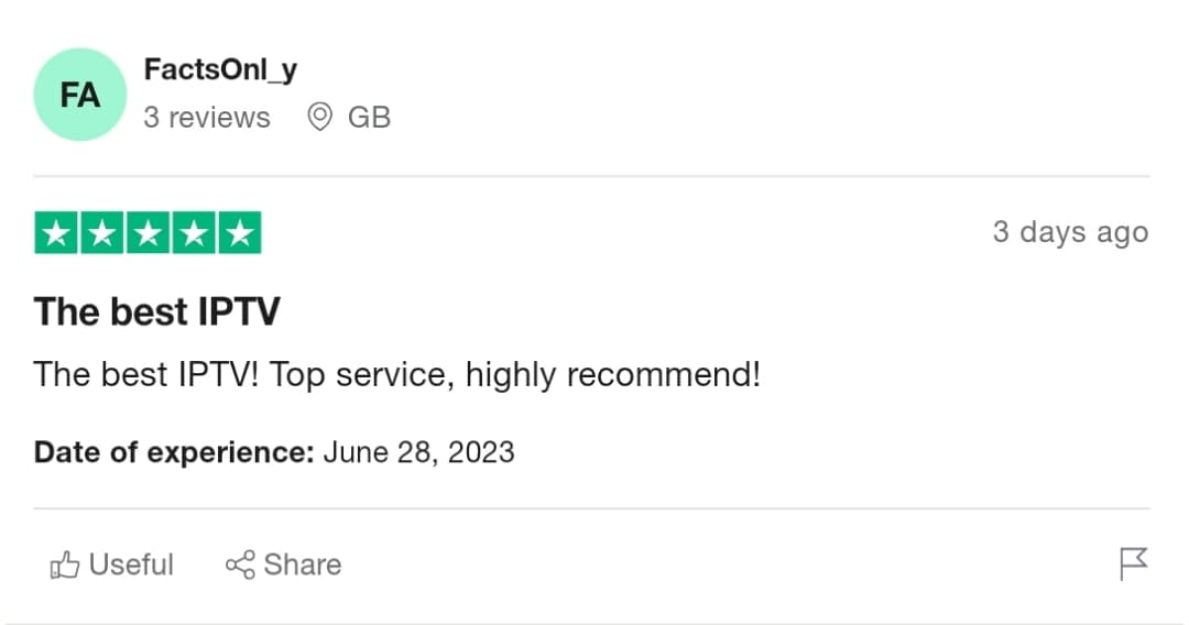 Abbas Kassem Trustpilot review for Flash 4K IPTV